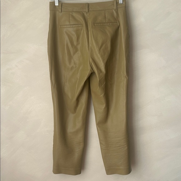 Babaton Aritzia Women Vegan Leather Beige Taupe Straight Crop Pants 8 - Picture 9 of 10